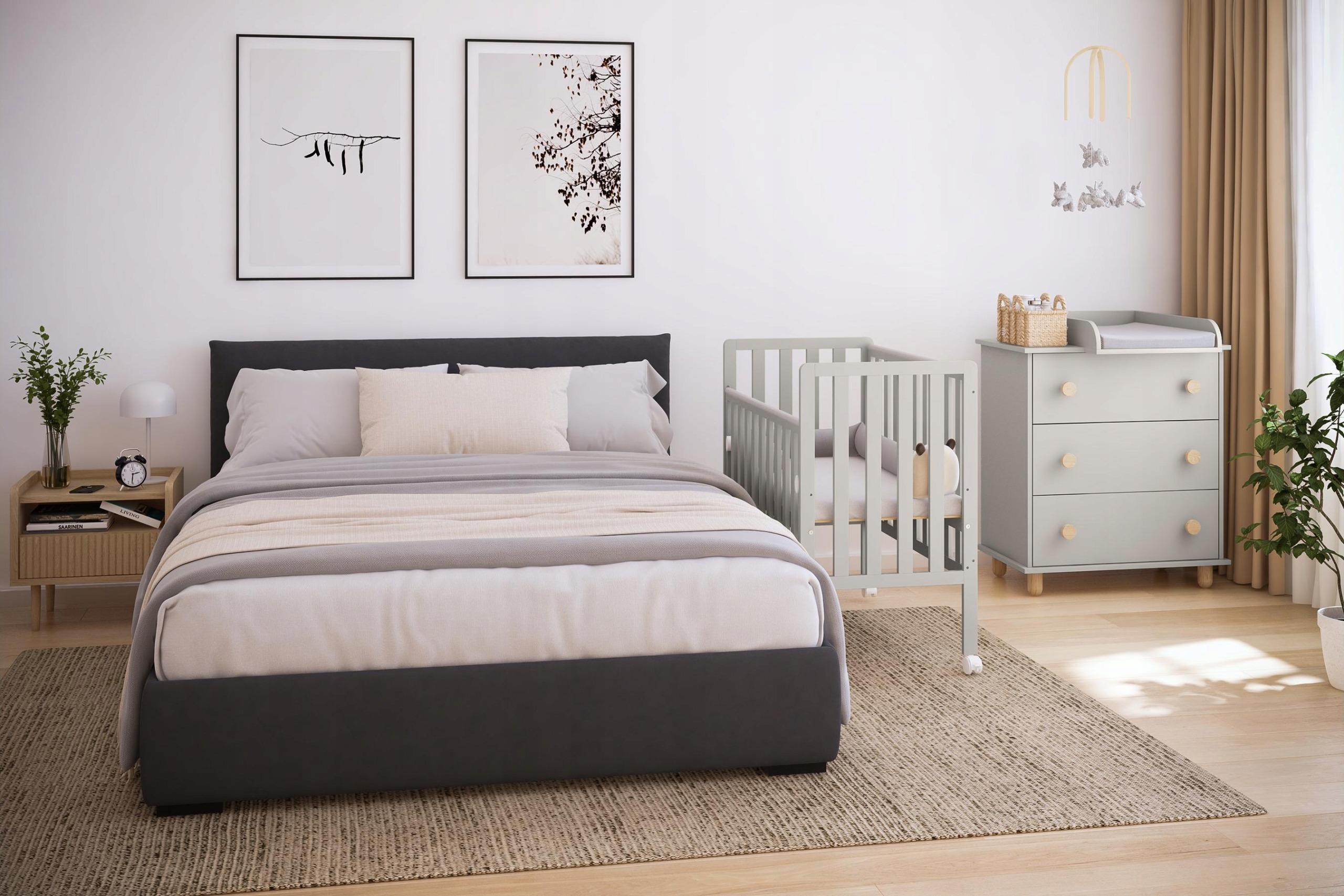Jardrew BAMBI 100 × 50 cm – béžová postieľka s tromi polohami roštu