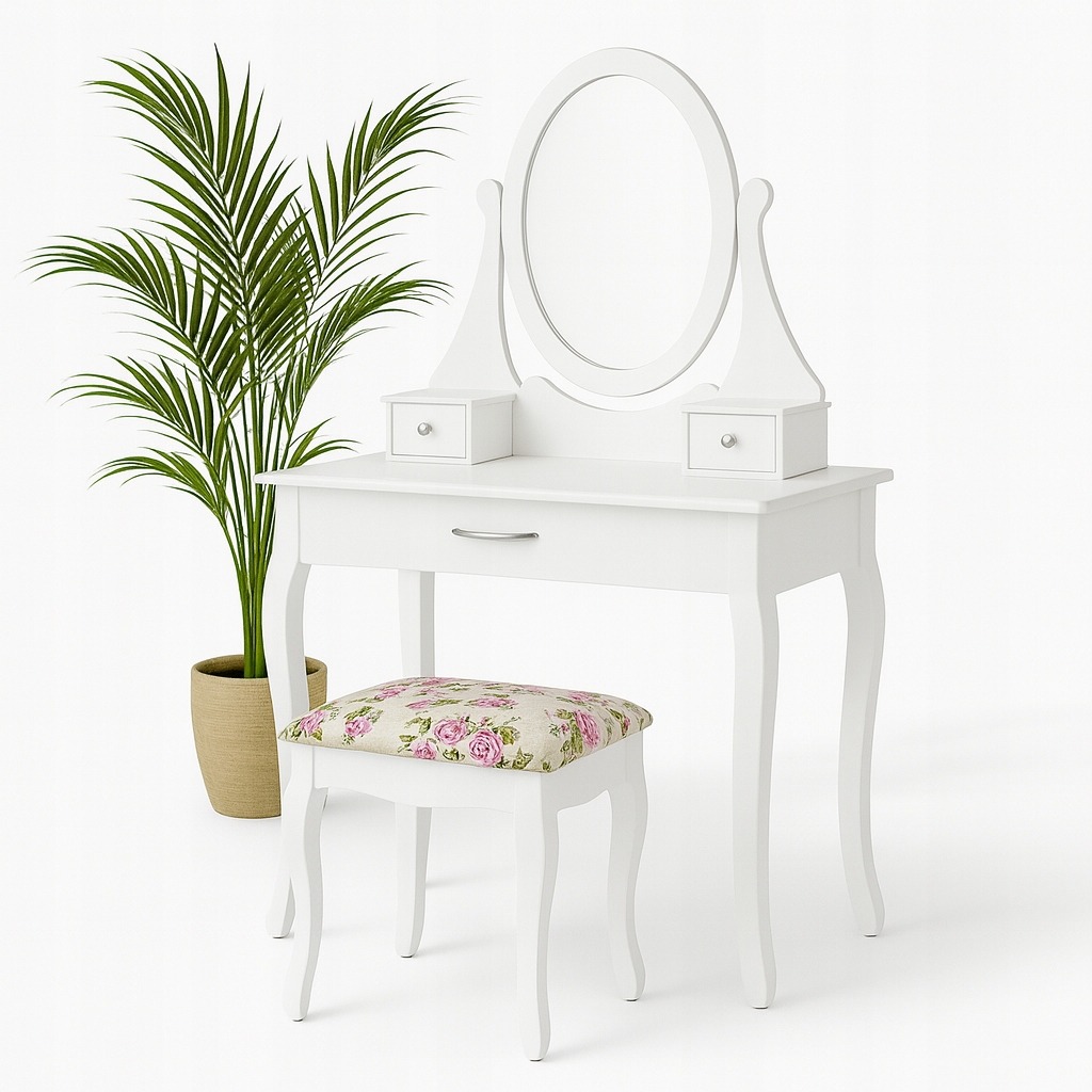 Ten-Tech ELEGANCE 002 biela toaletka so zrkadlom a taburetkou