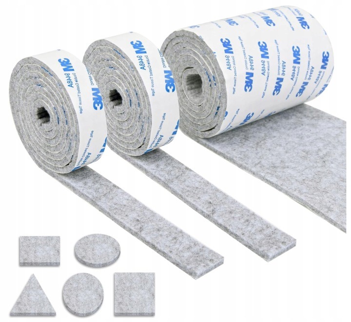 Sivé samolepiace filcové rolky 120 cm, 3 ks