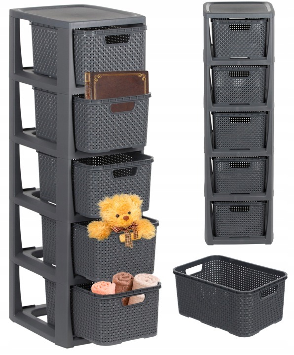 Úzky regál BranQ v ratanovom vzhľade, 80 cm