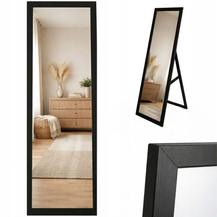 Stojace skladacie zrkadlo SCENA LIVING HAVLYS, čierne 127 × 37 cm