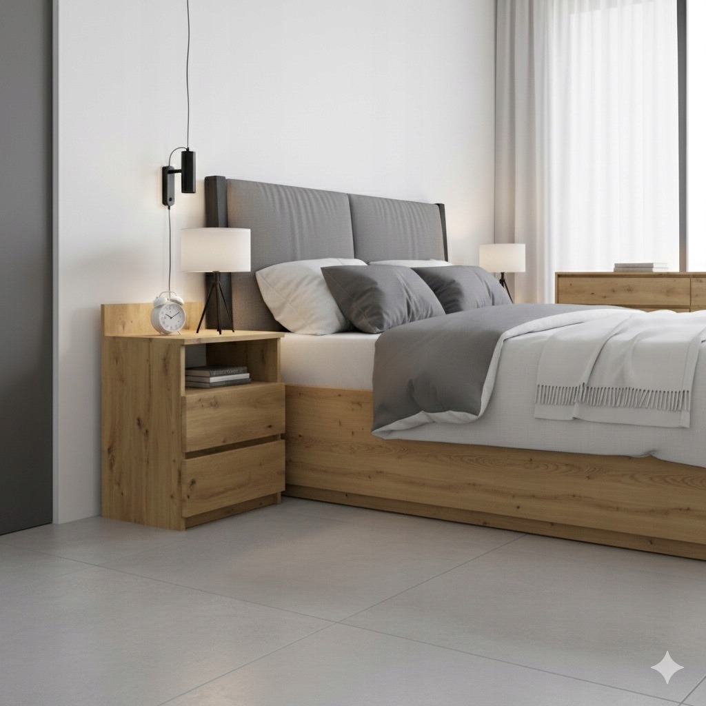 Nočný stolík MALWA M1 v dekore dub artisan | 2 zásuvky