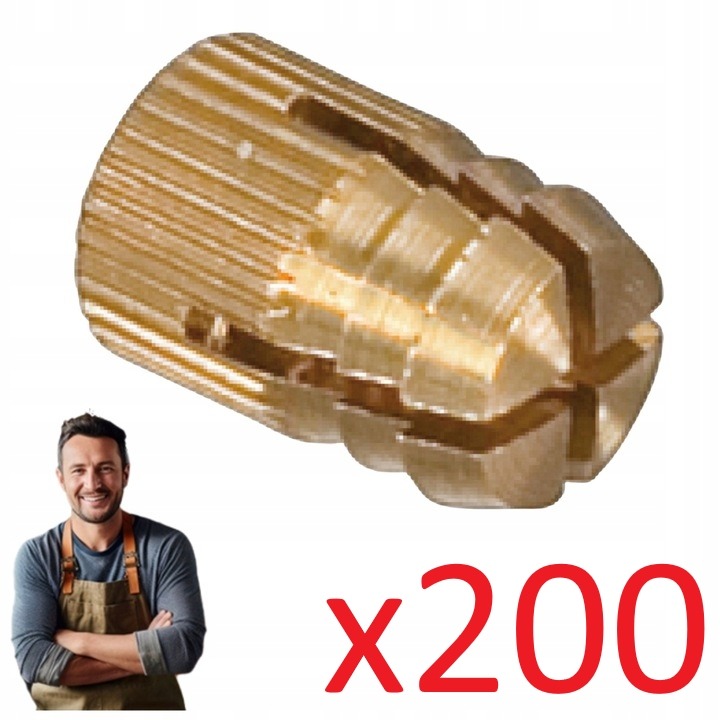 Häfele 051.45.004 mosadzné rozperné vložky M4 × 8 mm, 200 kusov