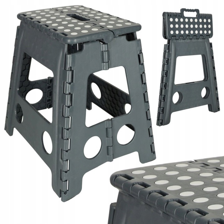 Ikonka KX4404_2 – tmavosivý skladací stupienok, 39,5 cm