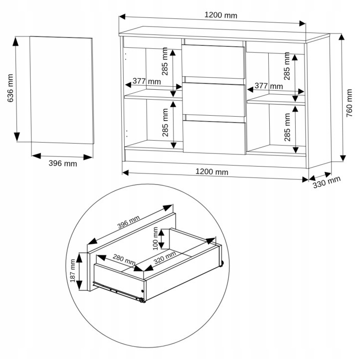 Framire R-120-S3 – komoda 120 cm, dub Sonoma a biela. Komoda poskytne jedno miesto na drobnosti aj väčšie predmety, ktoré chcete v izbe usporiadať. Tri zásuvky dopĺňajú dvoje dvierka a matné vyhotovenie v kombinácii dekoru dub Sonoma a bielej farby. Keď m