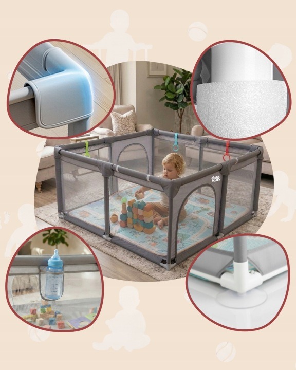 Daza Kids Premium DS-I-0002 má rozmer 130 × 130 × 64 cm a sieťované steny. V balení je obojstranná penová podložka hrubá 1 cm, 60 loptičiek a transportná taška. Bočný vstup na zips sa ovláda zvonka.