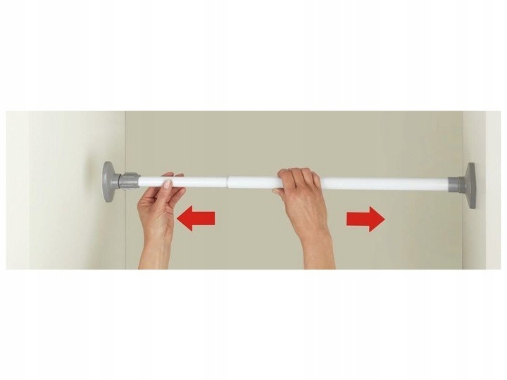 WENKO Herkules biela teleskopická tyč 47–80 cm, 2 kusy, vytvorí miesto na zavesenie oblečenia v dvoch skriniach alebo výklenkoch. Každú tyč nastavíte na potrebnú dĺžku a upevníte rozpínaním medzi pevné protiľahlé plochy bez vŕtania. Oceľové tyče s práškov