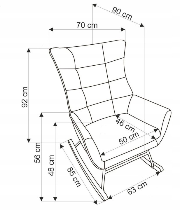 Béžové hojdacie kreslo Halmar BAZALTO, zamat HLR 07, šírka 70 cm. Hojdacie kreslo do obývačky alebo čitateľského kúta spojí béžový zamatový poťah s pohybom na drevených lyžinách. Jemný rytmus hojdania doplní chvíľu s knihou či večernú prestávku. Svetlé ča