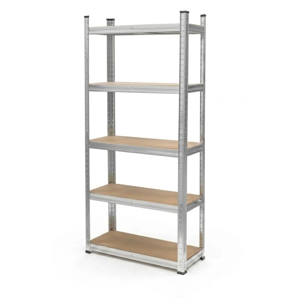 Kovový regál Ulfur UF31567S, 5 políc, 180 × 90 × 40 cm. Kovový regál Ulfur UF31567S s piatimi policami z MDF. Výška 180 cm, šírka 90 cm, hĺbka 40 cm. Uvádzané maximálne zaťaženie jednej police 175 kg.