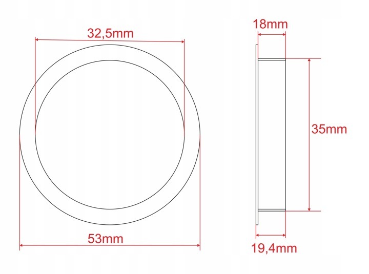 Súprava 25 čiernych káblových priechodiek je určená pre otvory s priemerom 35 mm v 18 mm doske. Vonkajší priemer rozety je približne 53 mm, takže prekryje hranu otvoru. Rozmery sú približné; pred montážou ich porovnajte s doskou.