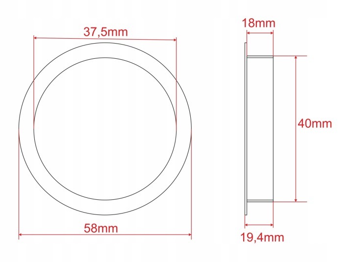 Súprava 25 čiernych priechodiek do káblového otvoru 40 mm je určená pre dosku hrubú 18 mm. Plastové rozety majú podľa opisu vonkajší priemer približne 58 mm a hĺbku 18 mm. Pred osadením zmerajte vyvŕtané otvory.