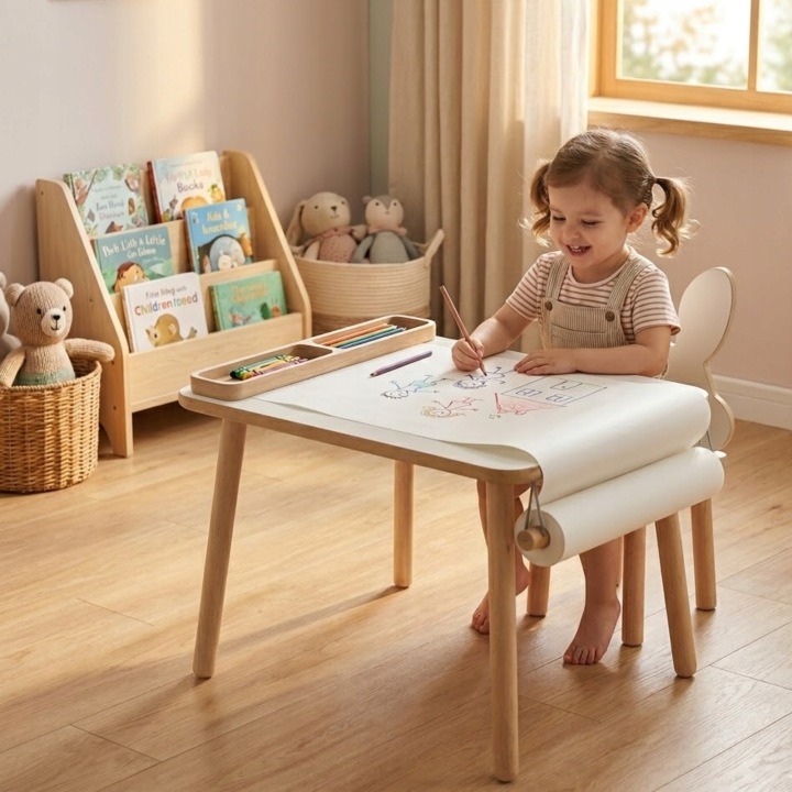 Kreatívny detský stolík PlayPals Furniture s organizérom, biely
