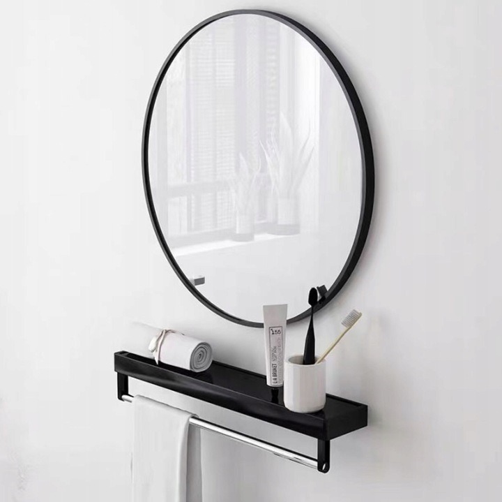 Nástenné kruhové zrkadlo ARVENTA STYLE s matným kovovým rámom, priemer 70 cm