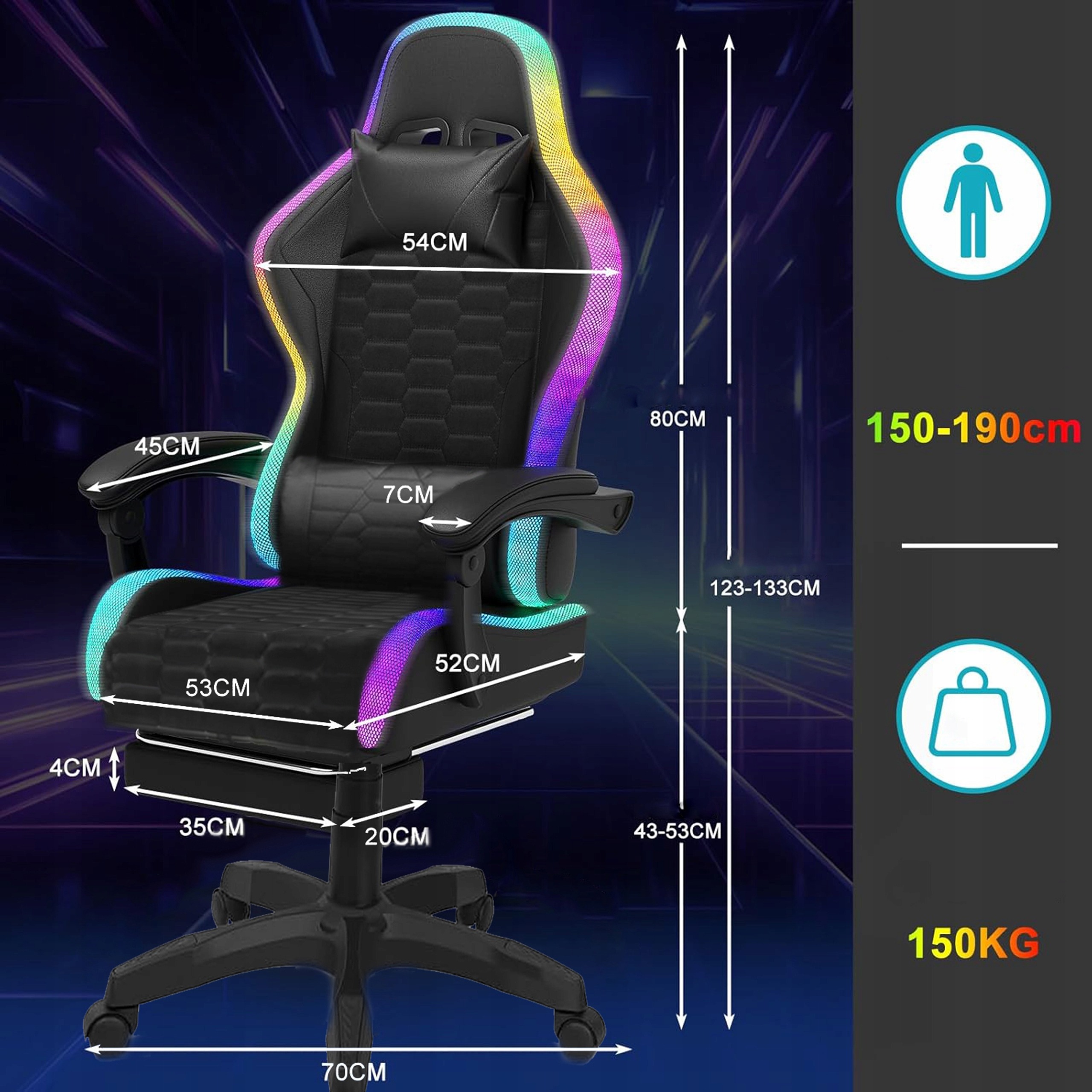 Čierne herné kreslo LAZYhome LC10 s vibračnou poduškou