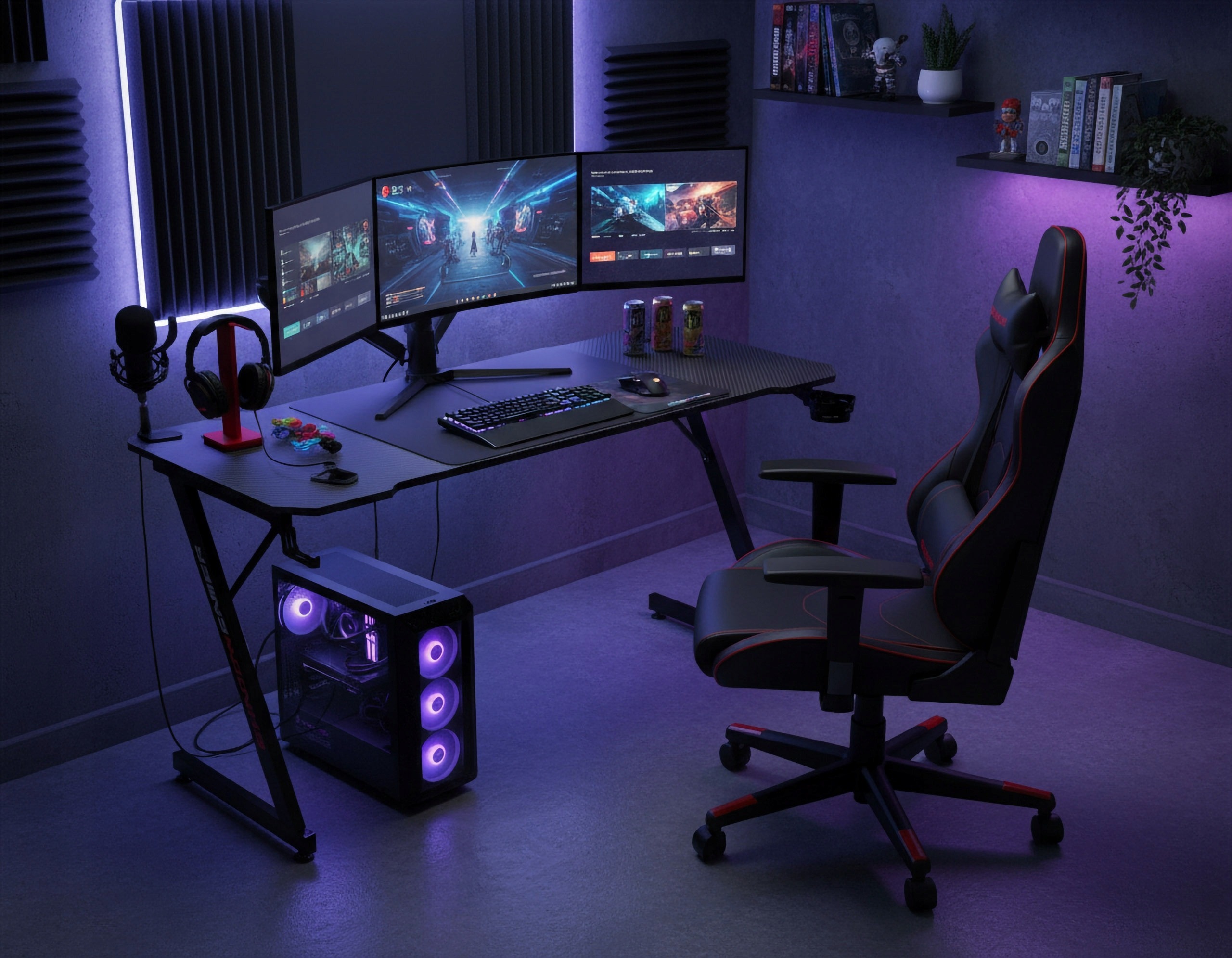 Stôl Shadow Gamer 1.0 s podložkou na myš 80 × 55 cm