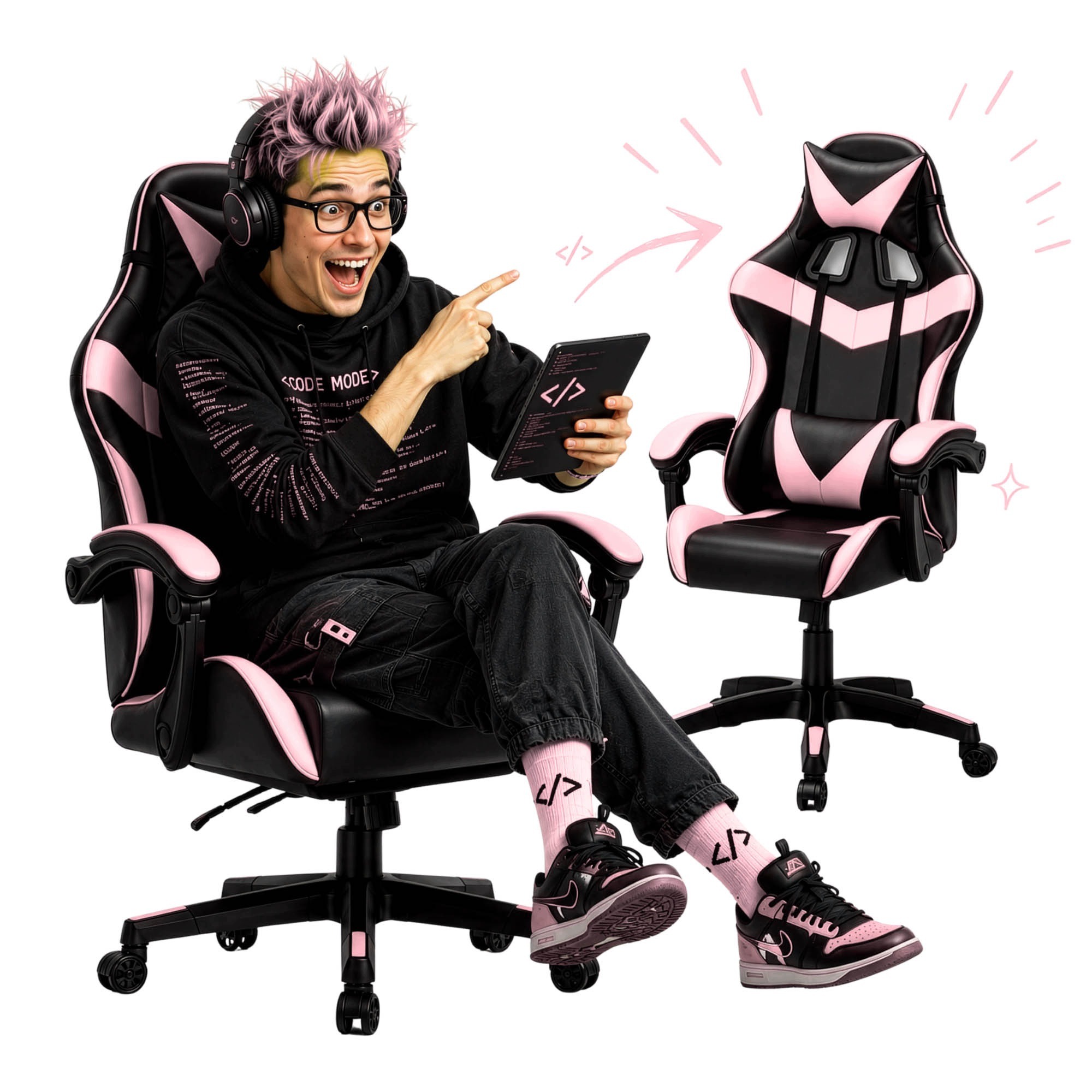 Herné kreslo GALAXIA PINK s poduškami