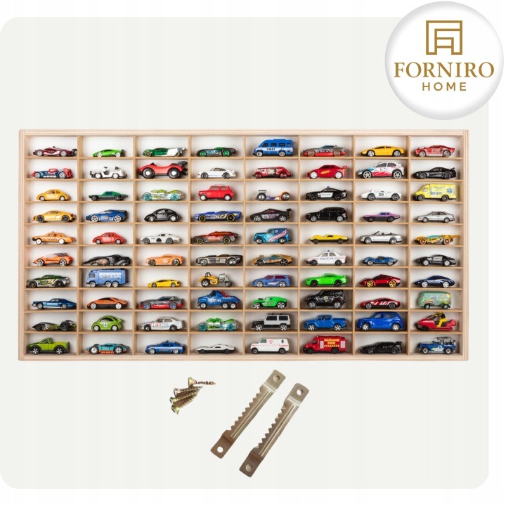 Dve nástenné police na modely áut 1:64, 2 × 80 priehradiek