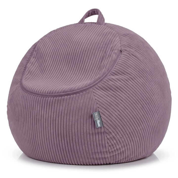 Fialový poťah KiddyMoon KM-BAG-EM je úložný vak na plyšové hračky, deky či vankúše. Po naplnení mäkkými vecami slúži ako detské kreslo s rozmermi približne 80 × 80 × 50 cm. V balení je prázdny poťah bez výplne; výsledná mäkkosť a tvar závisia od vloženého