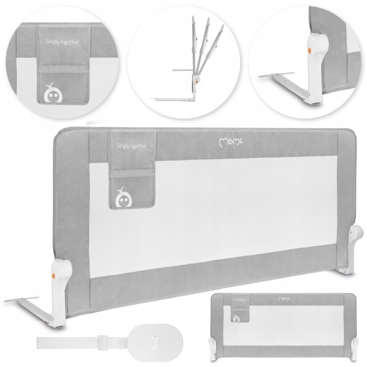 MoMi LEXI PLUS XL – sivá zábrana na detskú posteľ, 150 cm