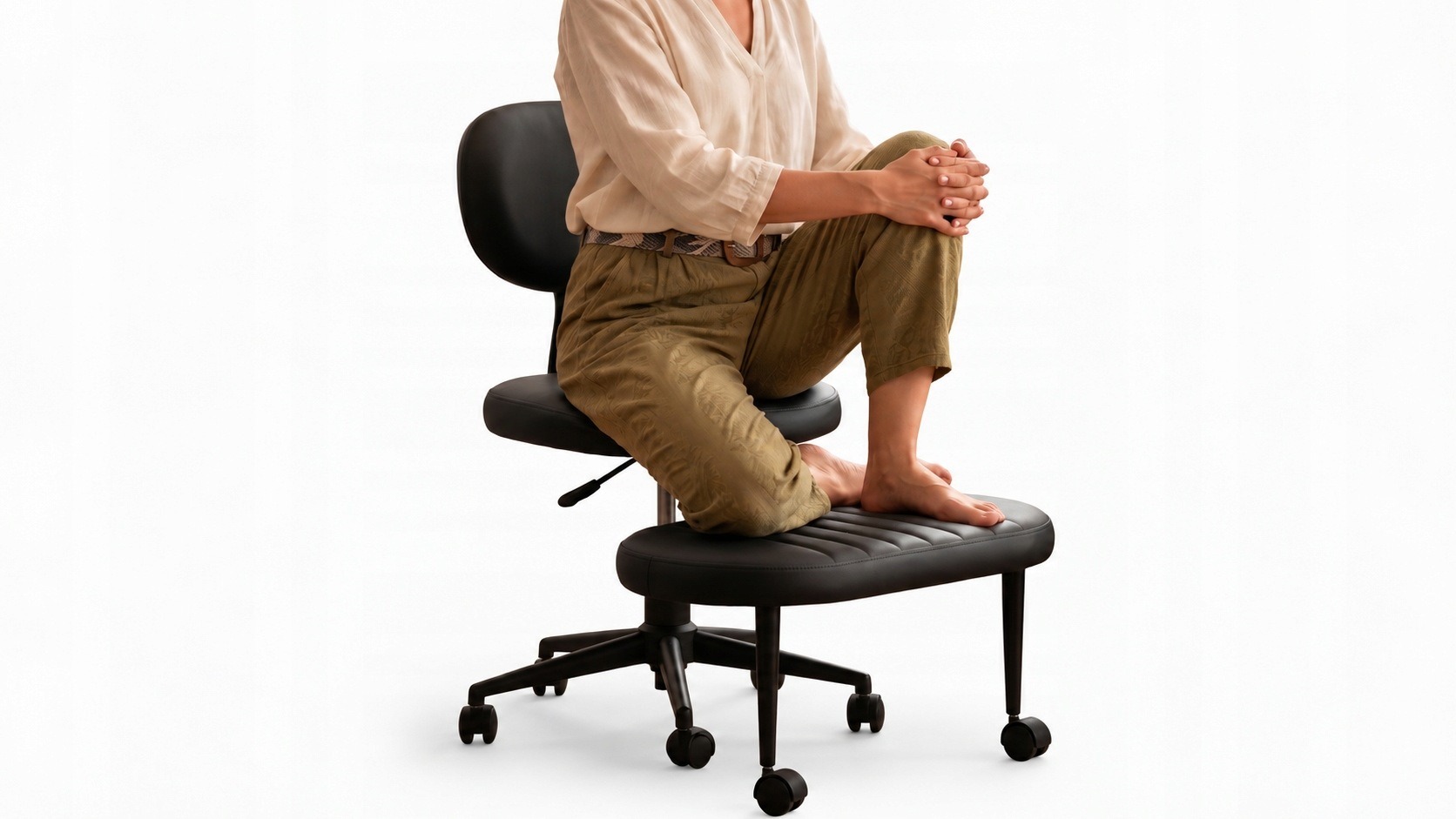 Čierna stolička RückenFlex CrossLegs KC-2