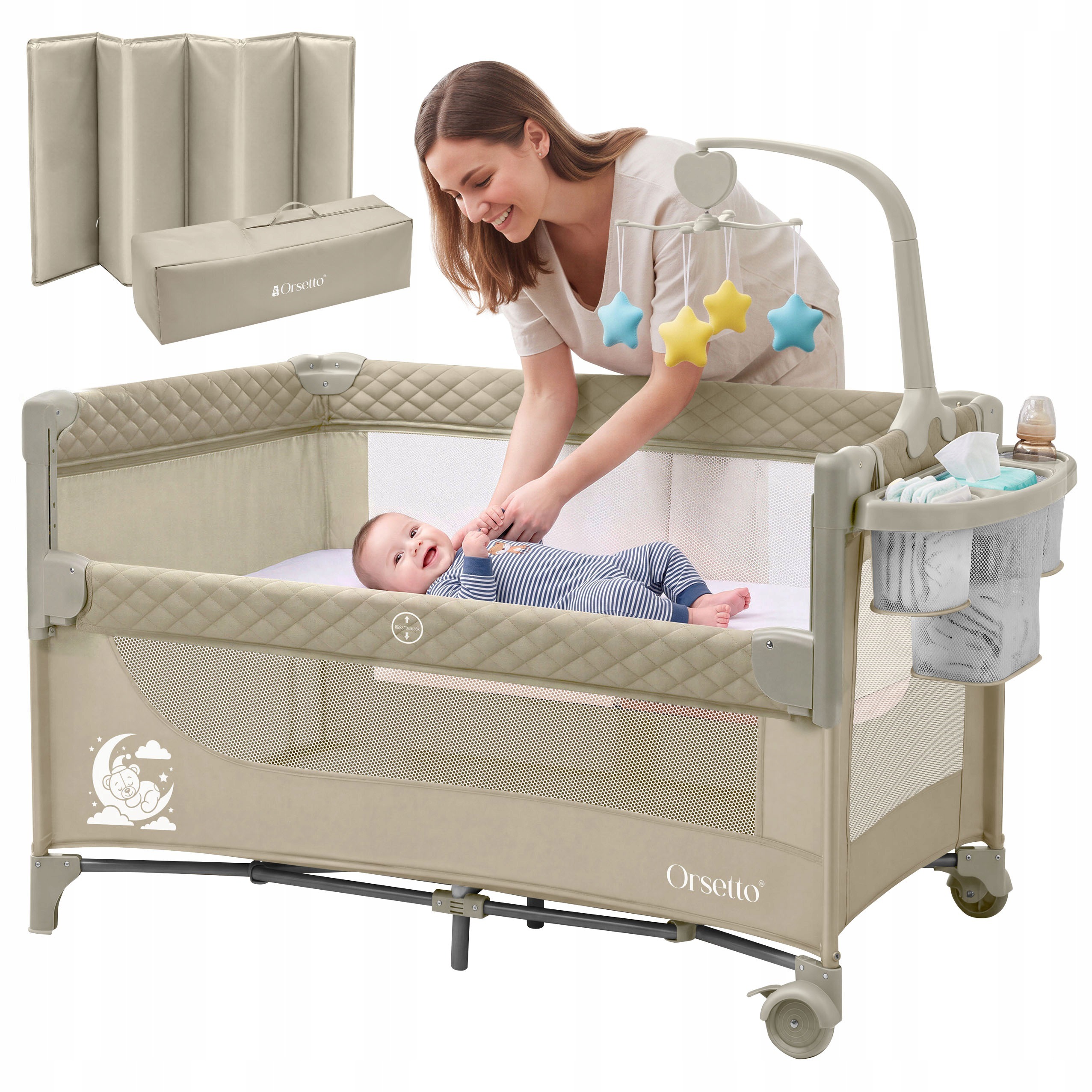 Béžová cestovná postieľka Orsetto Campino Deluxe