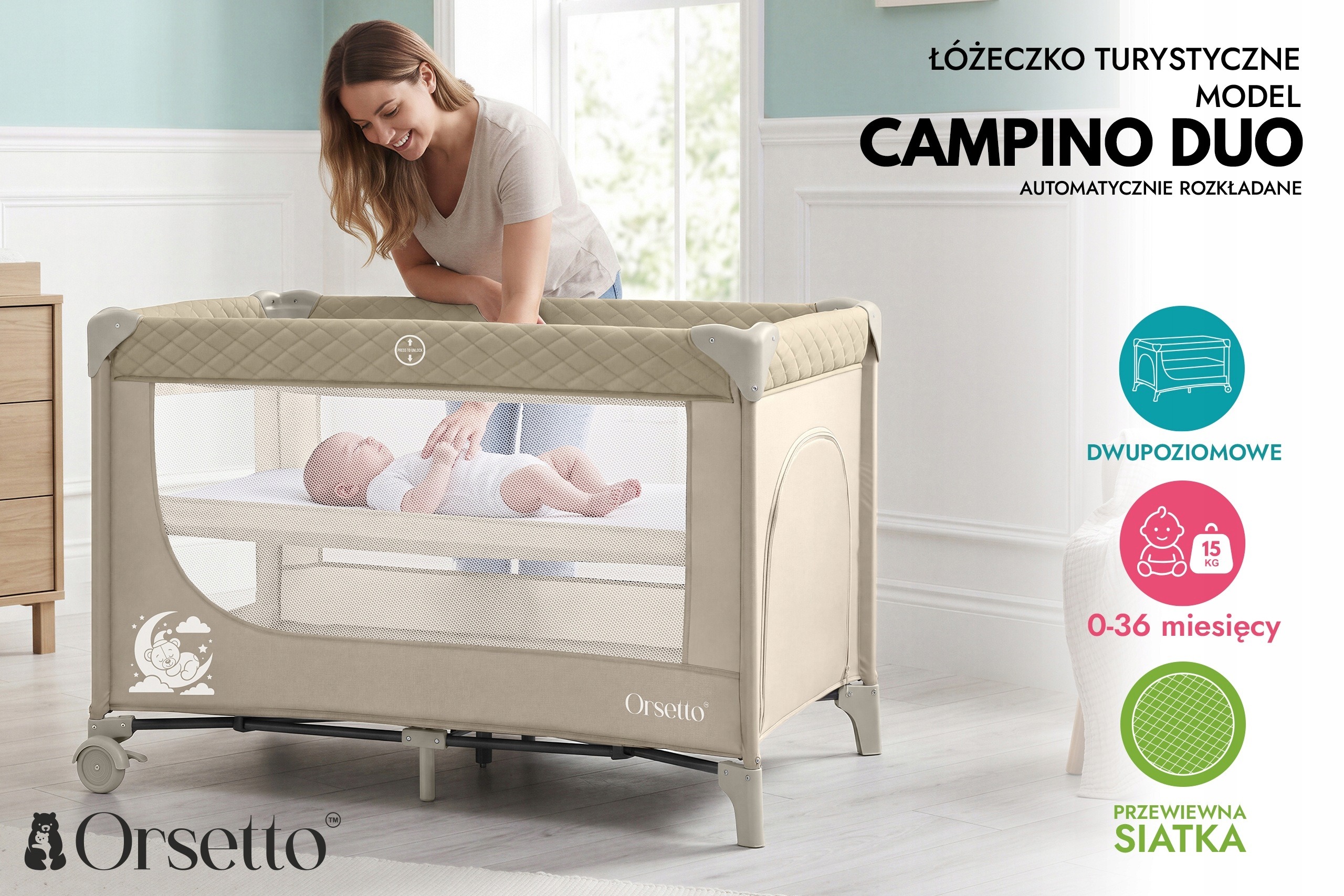 Orsetto Campino Duo – dvojúrovňová cestovná postieľka