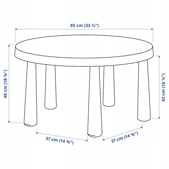 Okrúhly detský stolík IKEA MAMMUT 85 cm do interiéru aj exteriéru
