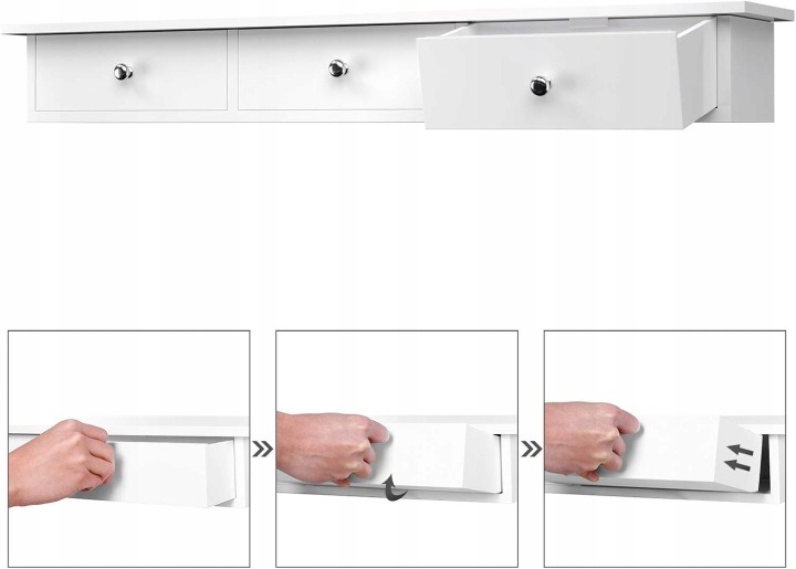 Polica Songmics z MDF s tromi zásuvkami na drobnosti, šírka 80 cm