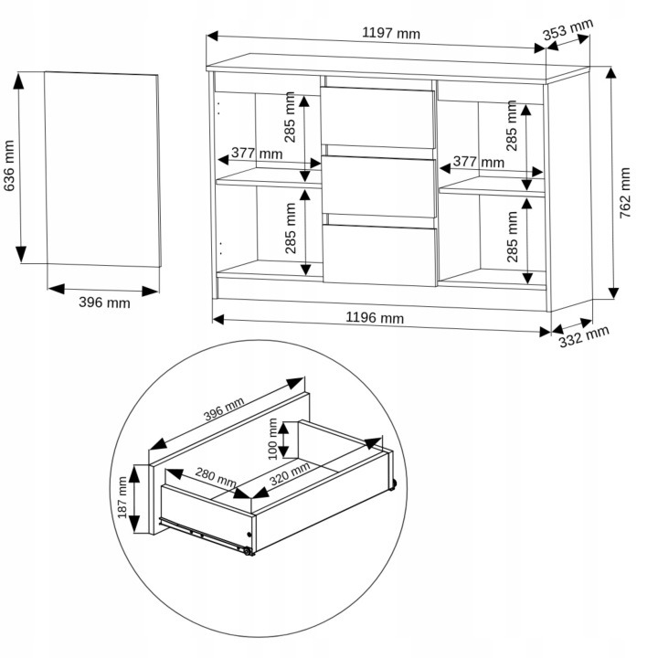 Framire R-120-S3 – komoda 120 cm v dekore dub Sonoma. Komoda poskytne jedno miesto na drobnosti aj väčšie predmety, ktoré chcete v izbe usporiadať. Tri zásuvky dopĺňajú dvoje dvierka a matné vyhotovenie v dekore dub Sonoma. Keď má každý predmet vlastné mi
