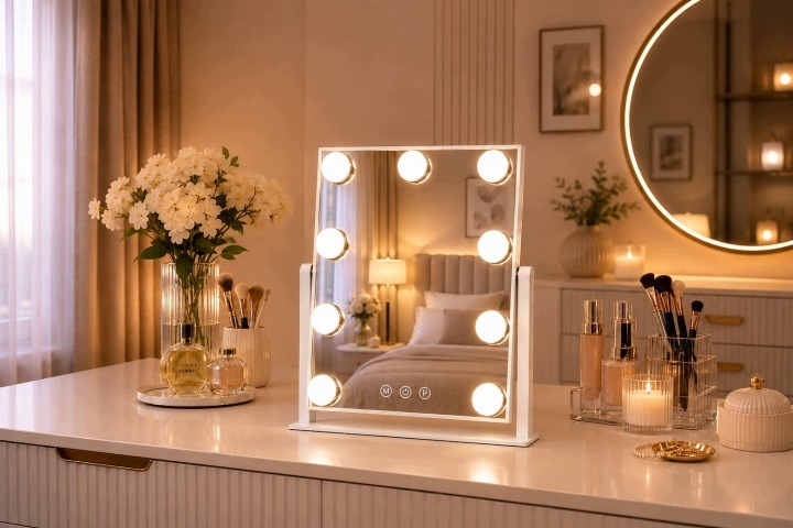 Stojace zrkadlo Ekspand s 9 LED svetlami a dotykovým ovládaním