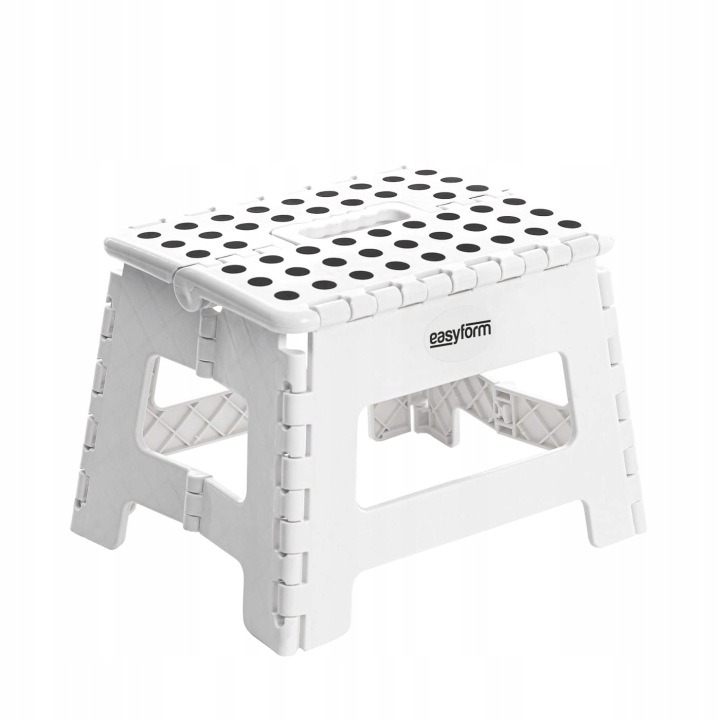 Biely skladací taburet Easyform s držadlom a nášľapom 29 × 22 cm