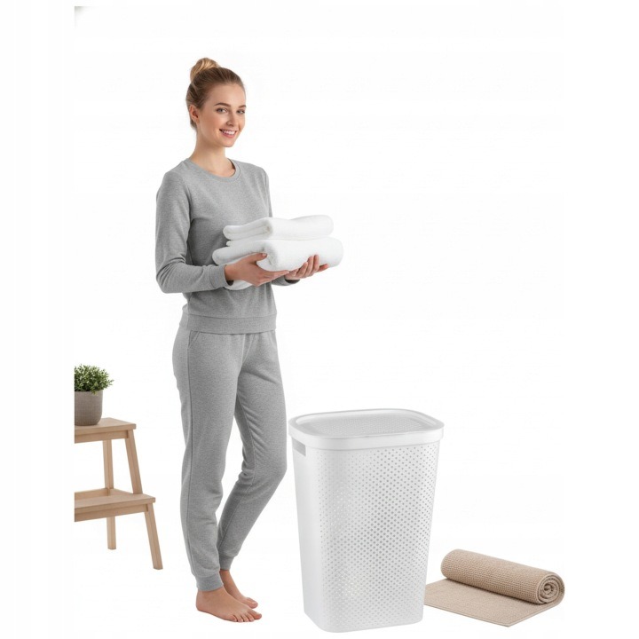 Sada 2 košov Curver Infinity 231007 – biele, 60 l s vekom