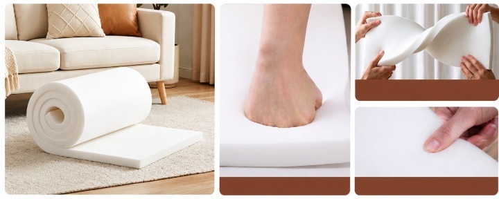 Čalúnnická pena Punkttapicerski T30 200 × 120 × 5 cm je jeden biely polyuretánový plát s hustotou 30 kg/m³. Z plochy 2,4 m² môžete pripraviť výplň sedadla, kresla alebo pufu. Po doručení ju rozviňte a nechajte voľne nadobudnúť tvar.