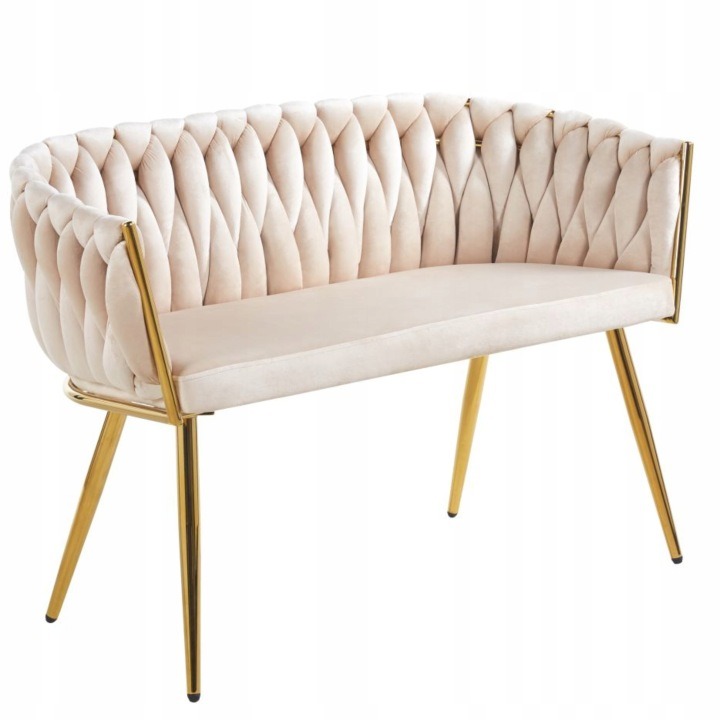 Dvojmiestna pohovka Furnitex Art déco, béžový velúr, 114 cm, zlaté nožičky
