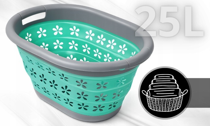 Sada SPI 55 obsahuje dve skladacie nádoby po 25 l. Sú vhodné na prenášanie bielizne, uterákov aj na ďalšie domáce práce. Po zložení majú výšku približne 6 cm, po rozložení 26 cm; úchyty pomáhajú pri prenášaní.