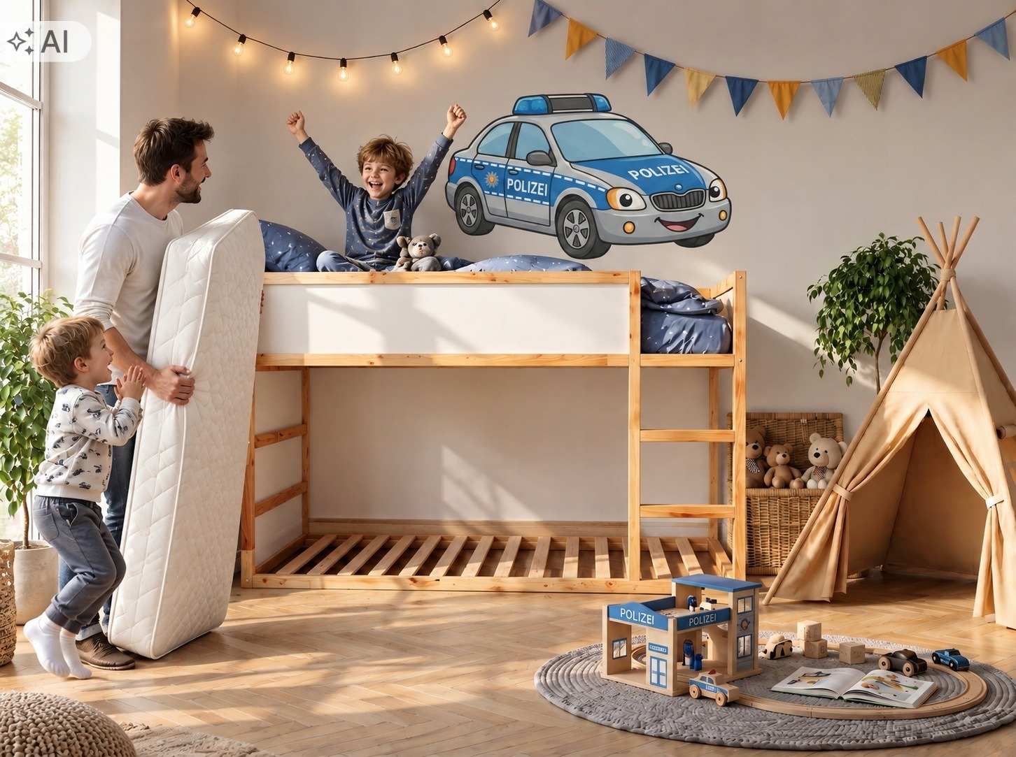 NestUp Base – rošt s bočnými hranolmi pre IKEA KURA 90 × 200 cm