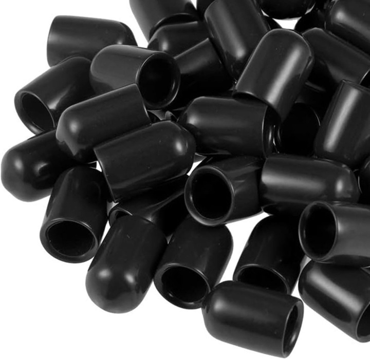 Čierne ochranné krytky z PVC na skrutky 8 mm, 50 ks