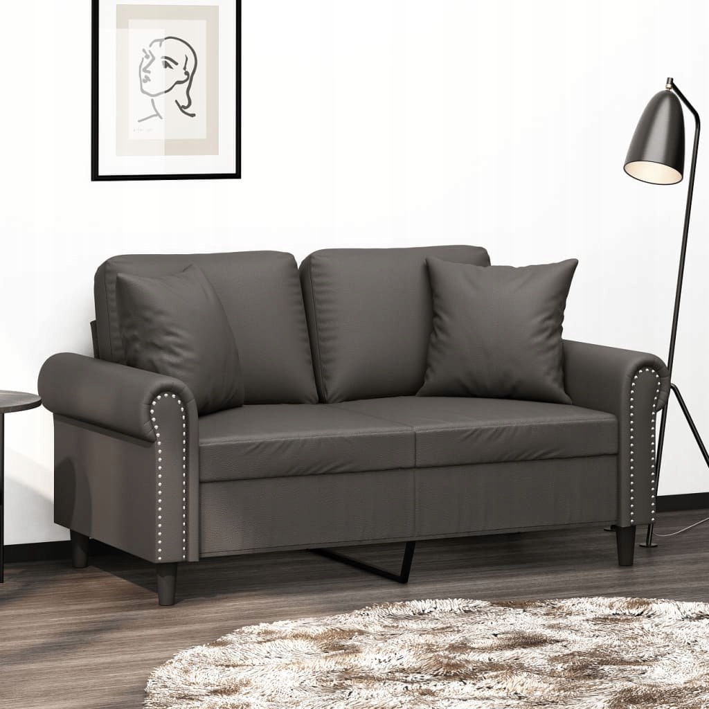 Detská pohovka, gauč - 2-osobná pohovka s vankúšmi šedá 120 cm umelá