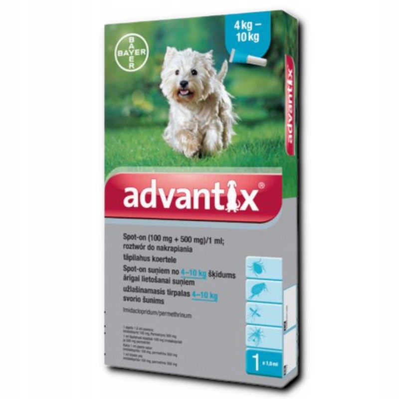 Advantix Spot-On pre psov s hmotnosťou 4-10 kg (100 mg
