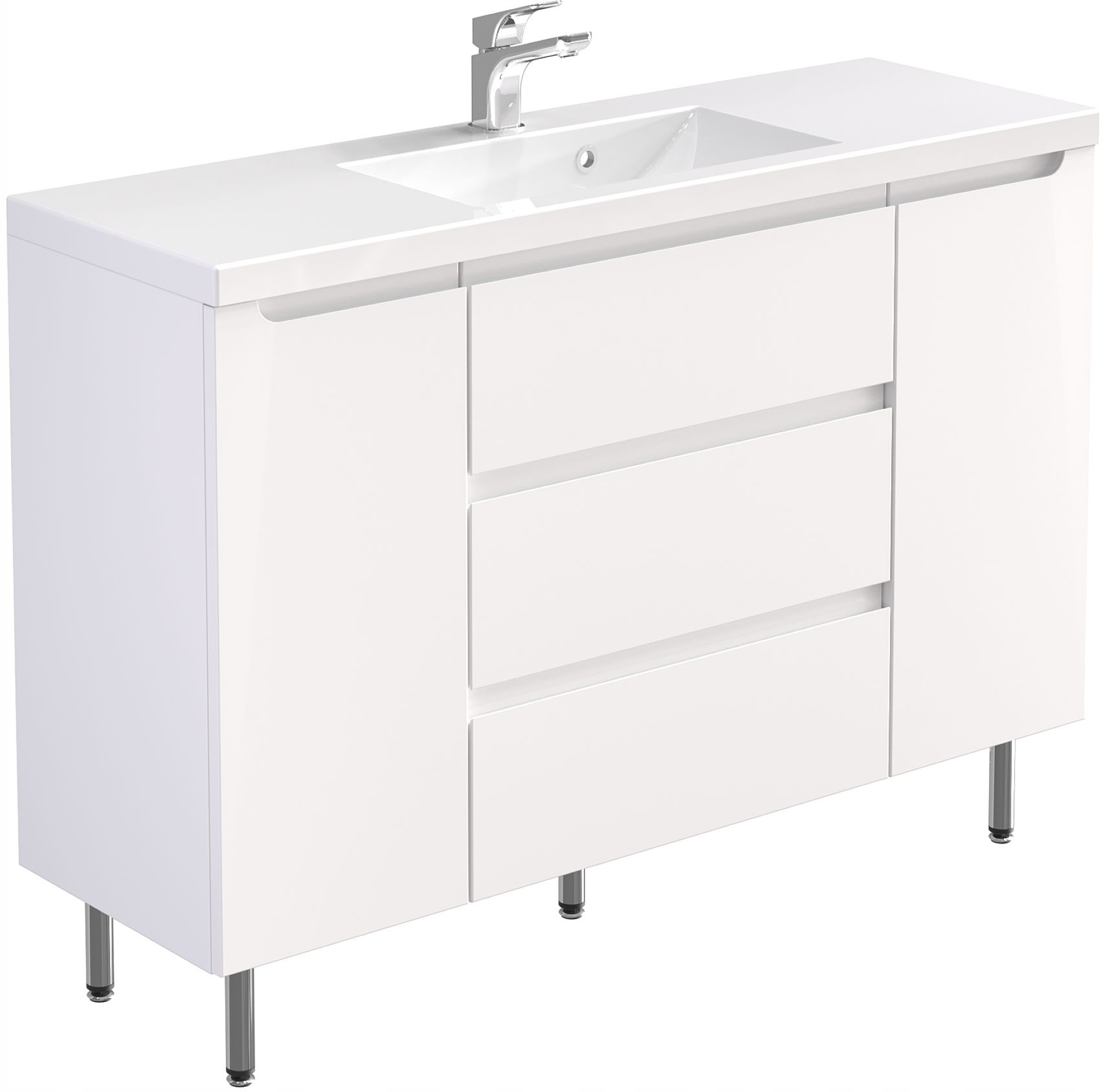 Skrinka do kúpeľne - Biela kúpeľňa stojaca s 120 cm umývadlom