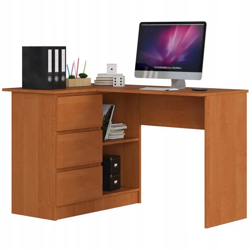 Písací stôl pre mládež - Mládež Corner Desk Alder 124 3 zásuvky