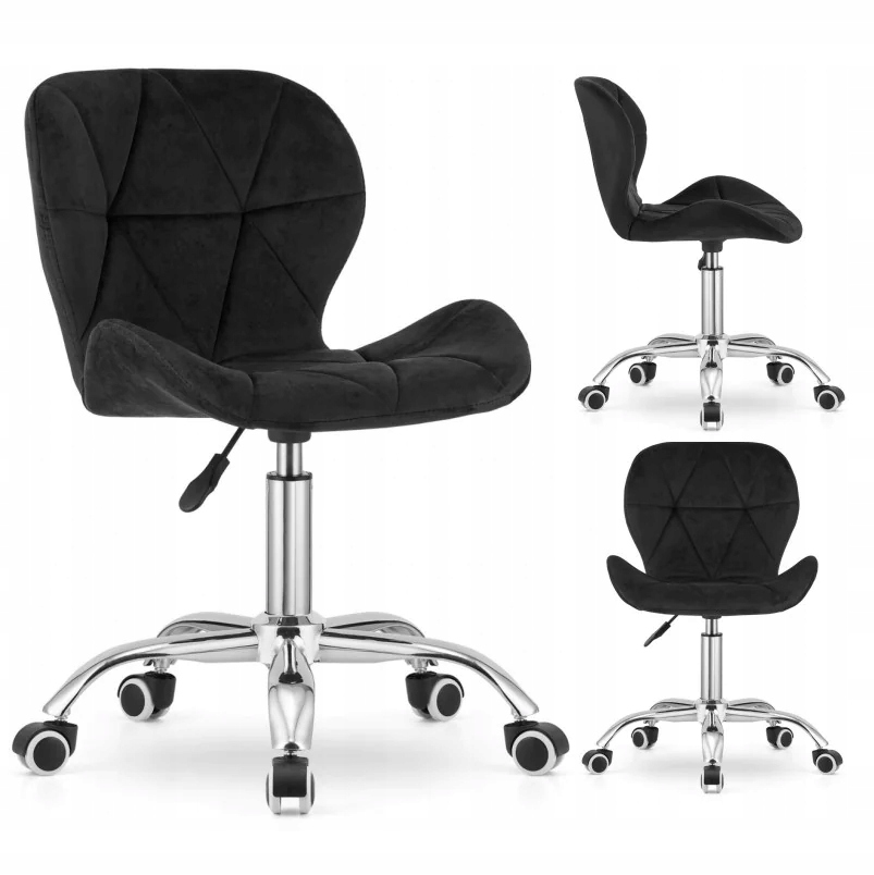 Kancelárske kreslo - Čierna otočná stolička pre Ava Desk Black Velor