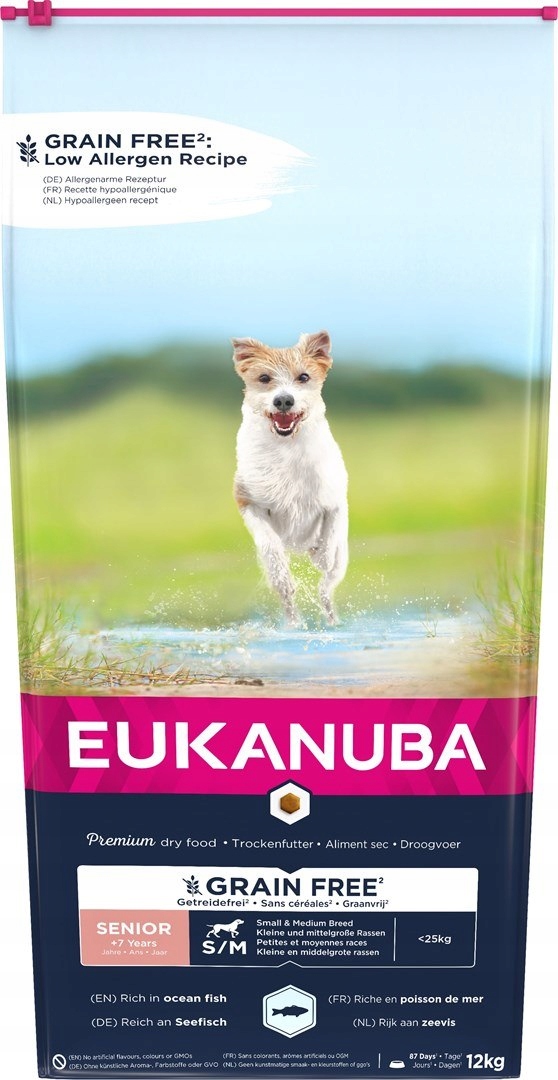 Eukanuba senior Small/Stredné zrno bez rybích oceánov