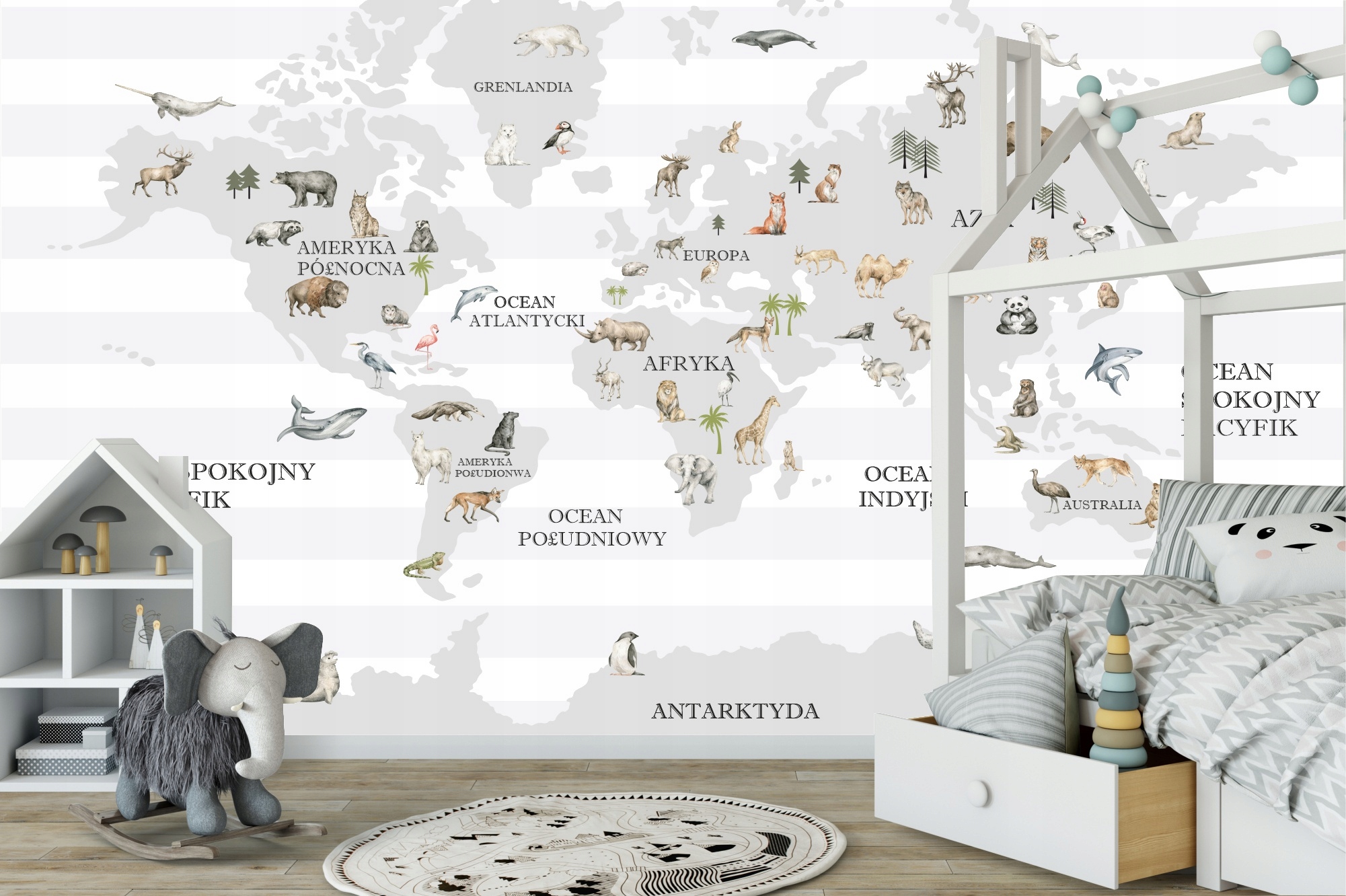 Tapeta do detskej izby - Nástenná maľba, mapa World World M054