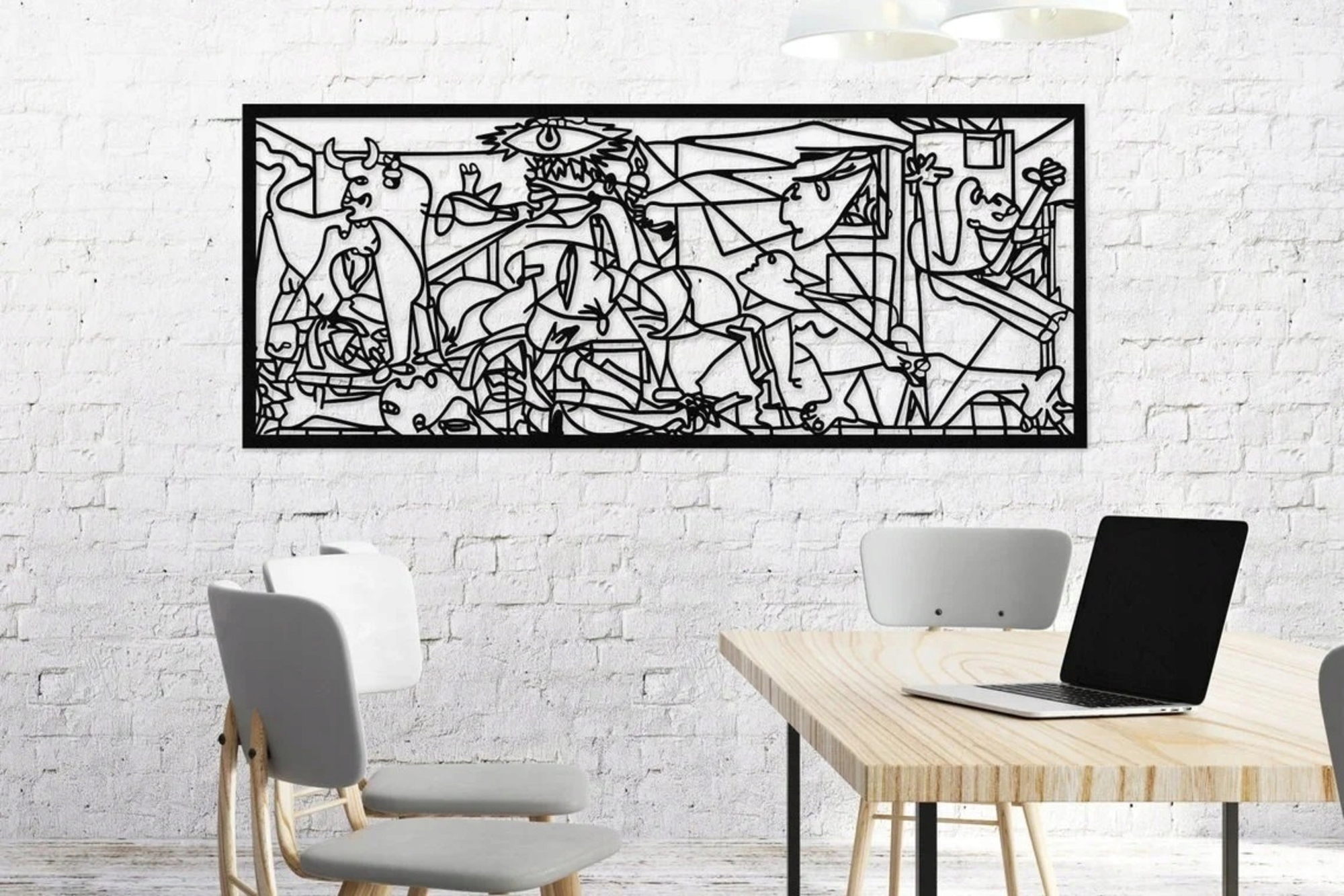 Veľmi veľká kovová stena grafika Guernica, Etg48x20