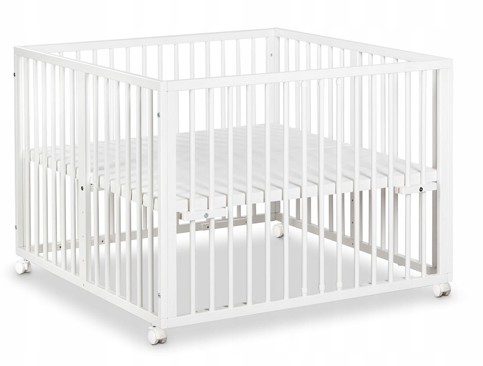 Ohrádka pre deti - Klupś detské playpen Jonas White s kolesami 100x96
