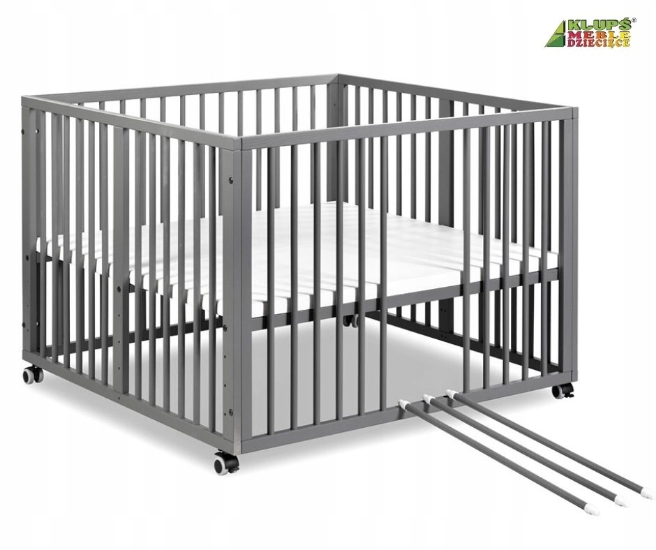 Klupś Playpen Jonas Graphit s kolesami