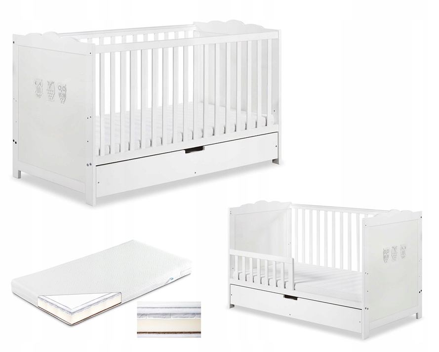 Posteľ pre detí - Kluupś Marsell Bed 140x70 s bariérou +matrac