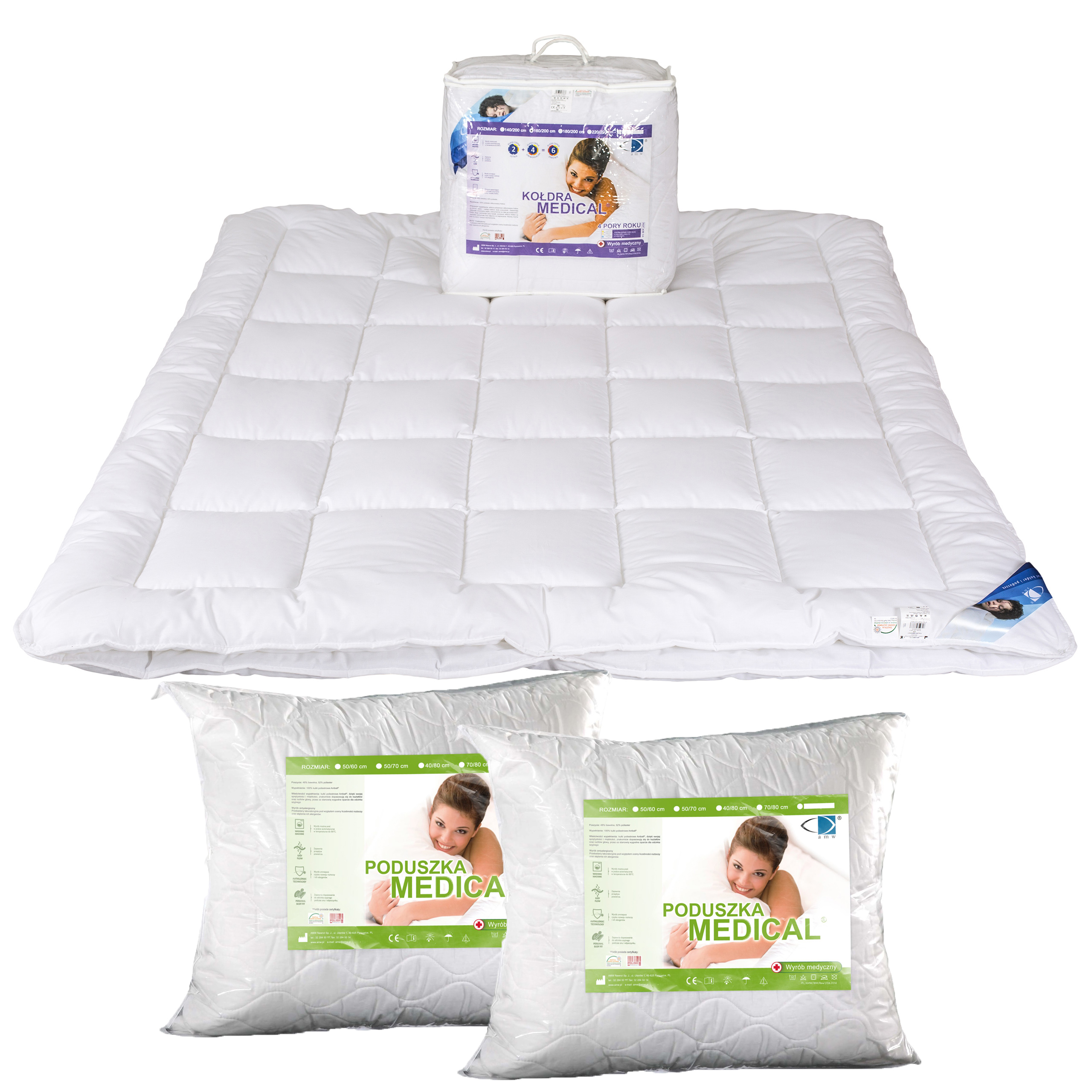 Prikrývka na spanie - Prikrývka 4 sezóny 160x200 + 2 vankúše 70x80 AMW