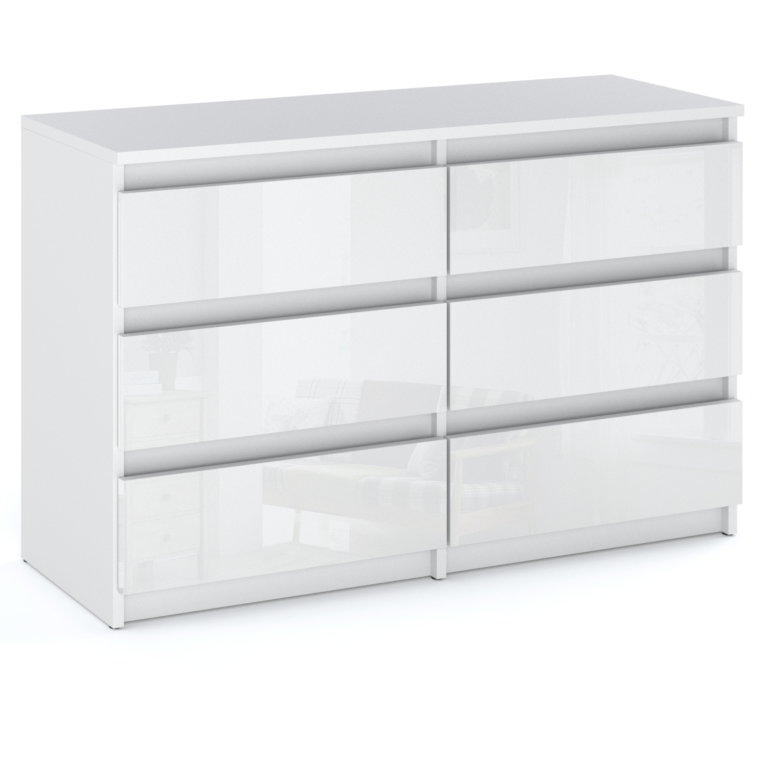 Komoda do obývačky - Moderný hrudník zásuviek 4 zásuvky betón biely lesk